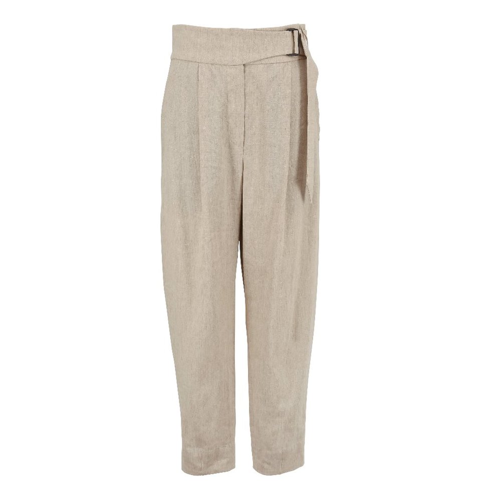 *SOLD* BRUNELLO CUCINELLI Beige Linen Belted Trouser Pants Made in Italy